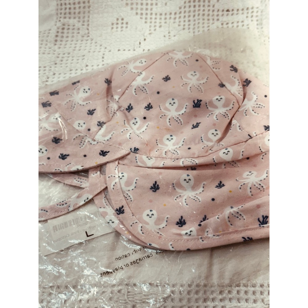 Brook + Bay Kids Baby Sun Hat Pink Octopus Print Beach Bucket Hat Size L NWT